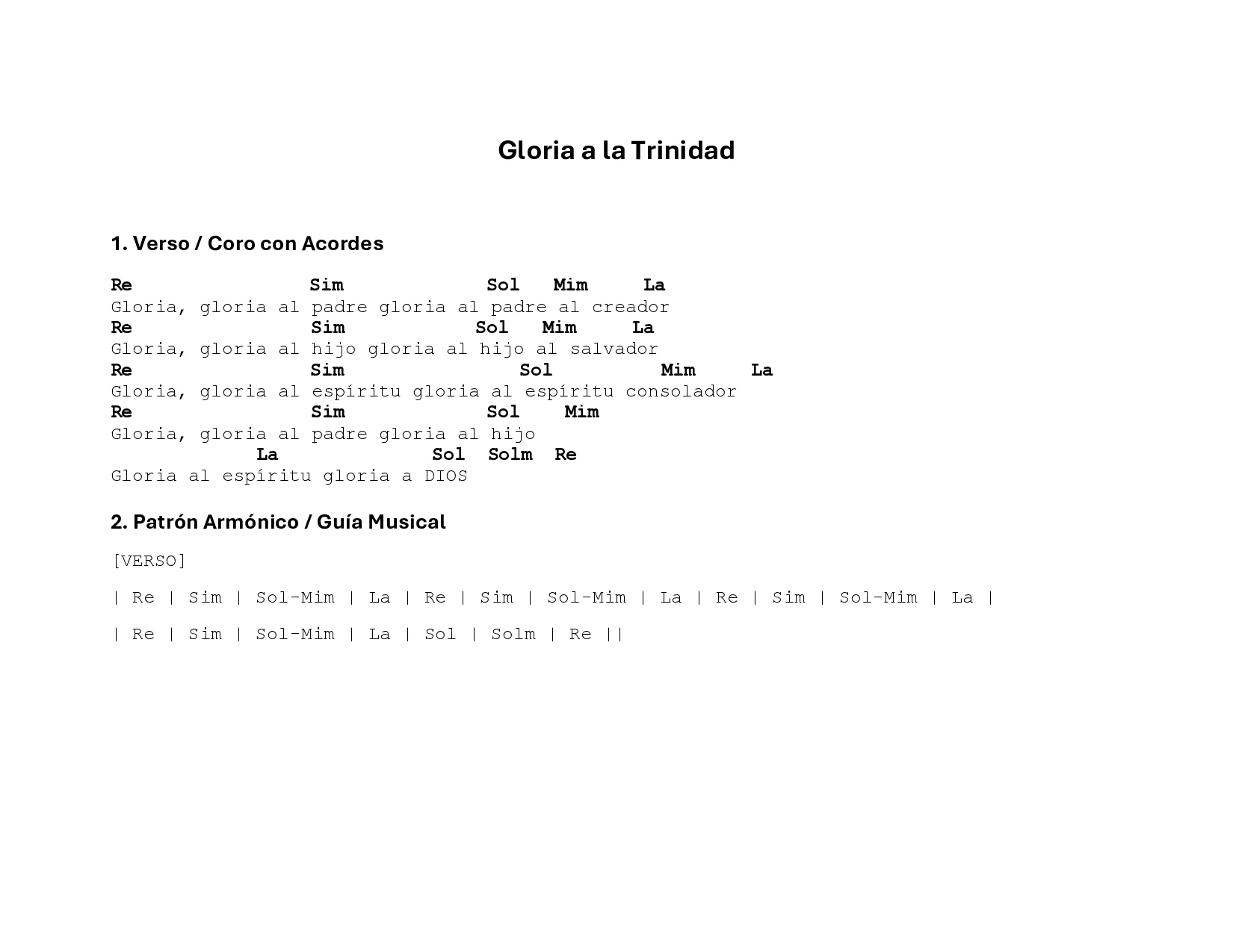 Gloria a la Trinidad, página 1
